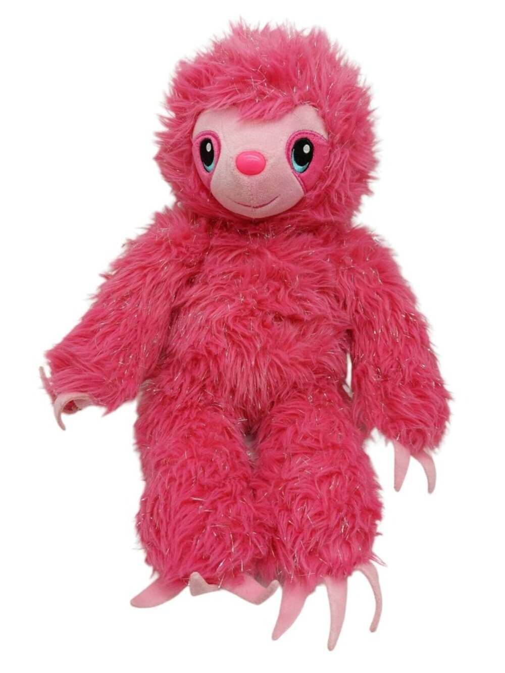 Build Bear Pink Sloth Sparkle Glitter Stuffed Animal Plush Hook Loop Hands 18"